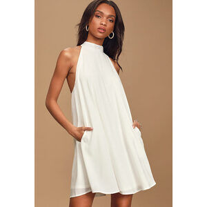 Lulus Love Of Mine White Halter Swing Dress - Size XL